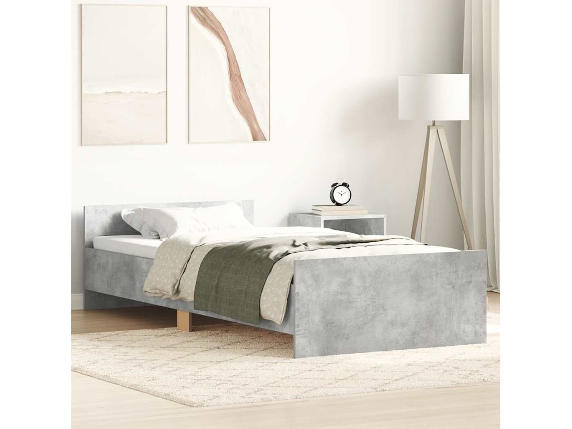Estructura De Cama Madera De Ingeniería Gris Hormigón 100x200cm