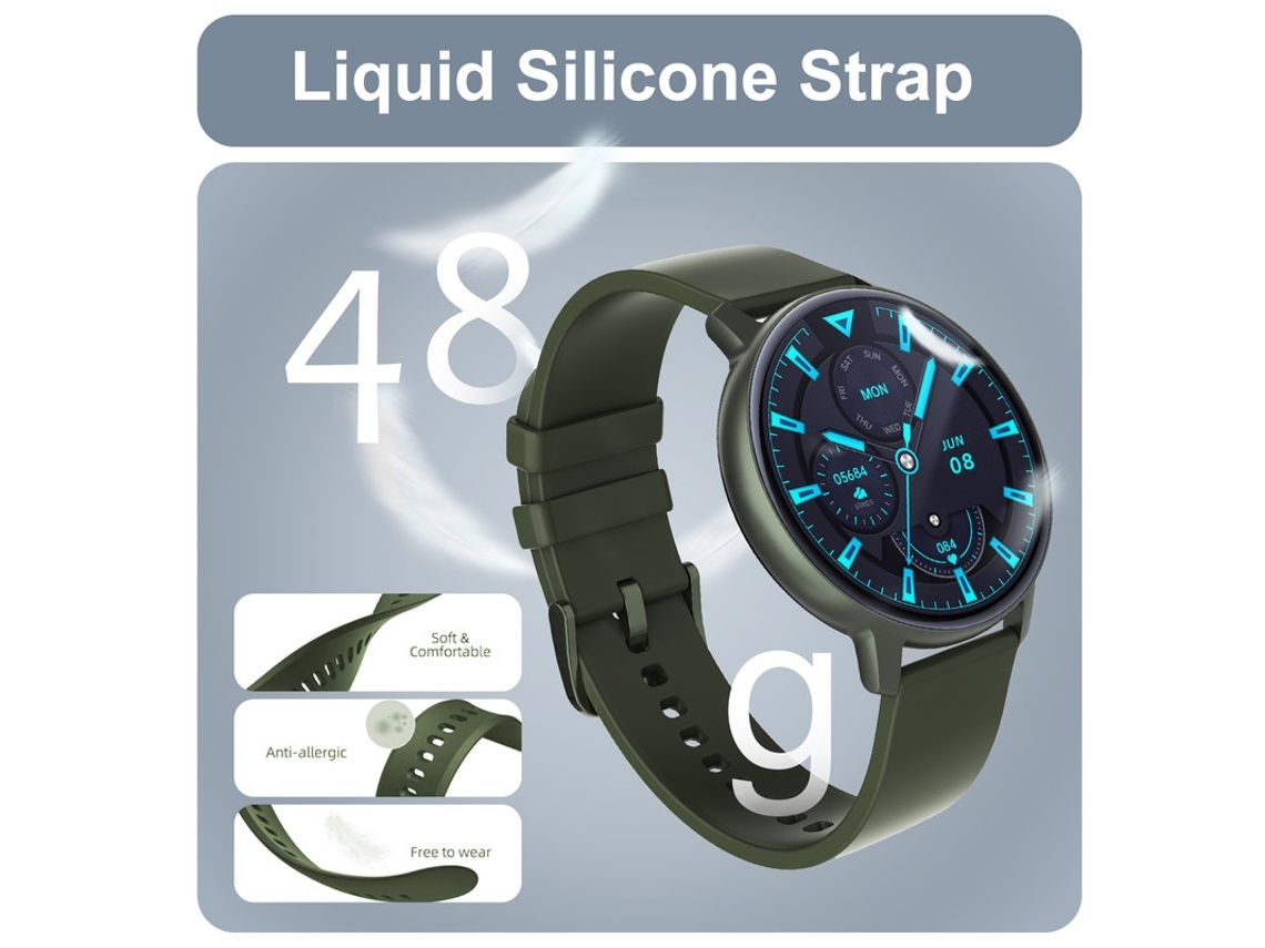 Smartwatch YEMAESRE S48T Bluetooth Monitor De Ritmo Cardíaco Presión Arterial 1 43 Pulgadas Amoled Verde