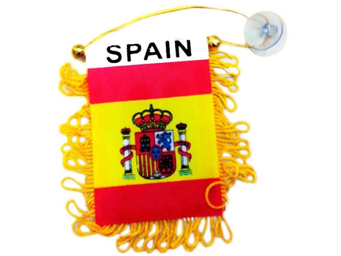 Banderín de España con ventosa de 8x12 cm