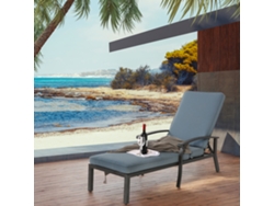 Silla de jardín con cojines de algodón, sillón reclinable regulable, chaise longue de aluminio resistente, cojines impermeables.