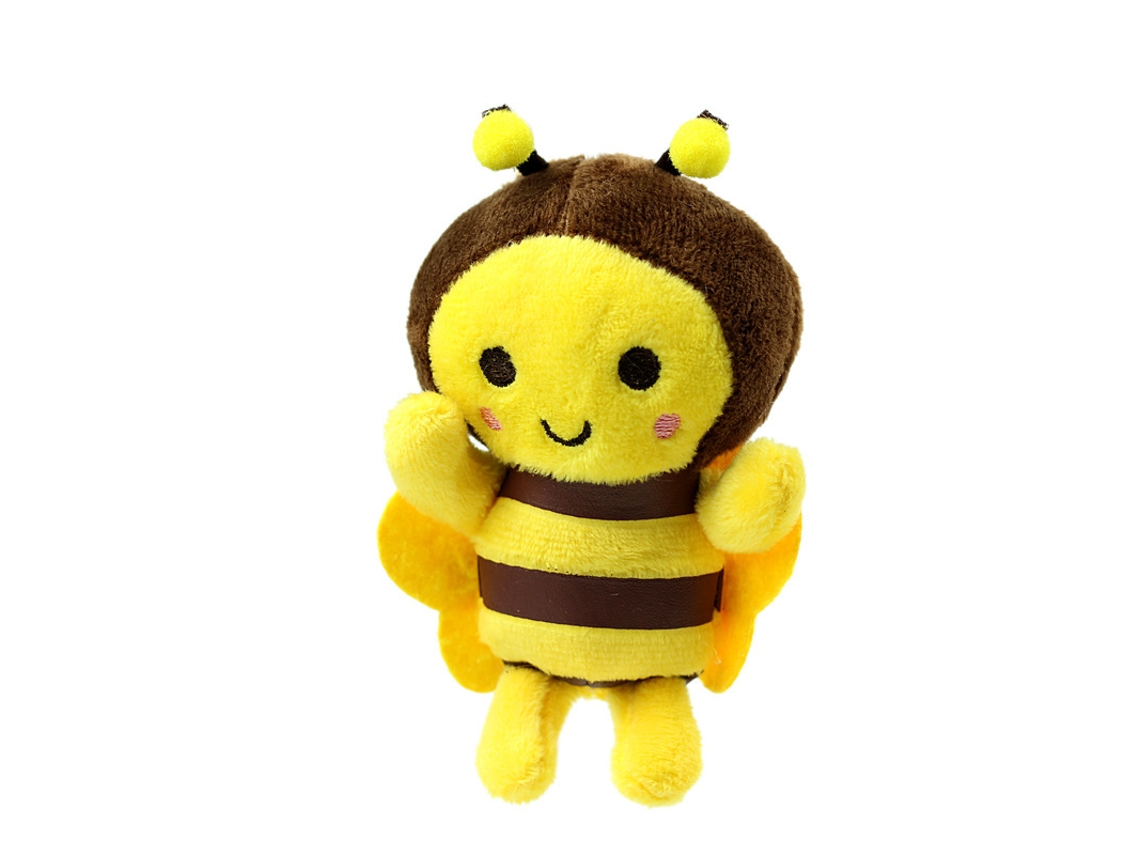 Anillo de peluche de abeja amarilla adorable de 12 cm, muñeco de peluche para bebé