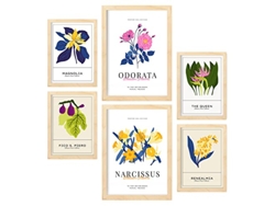 NACNIC Set De 6 Posters Florales Narcisos Láminas De Naturaleza Y Botánica Para  Tamaños A3 & A4 Marcos Color Madera