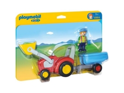 PLAYMOBIL 1.2.3 Trator Com Reboque : (Edad Mínima: 1,5)