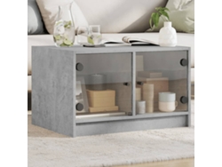 Mesa De Centro | Mesa De Café | Mesa De Salón Con Puertas De Vidrio Grs Hormigón 68x50x42 Cm