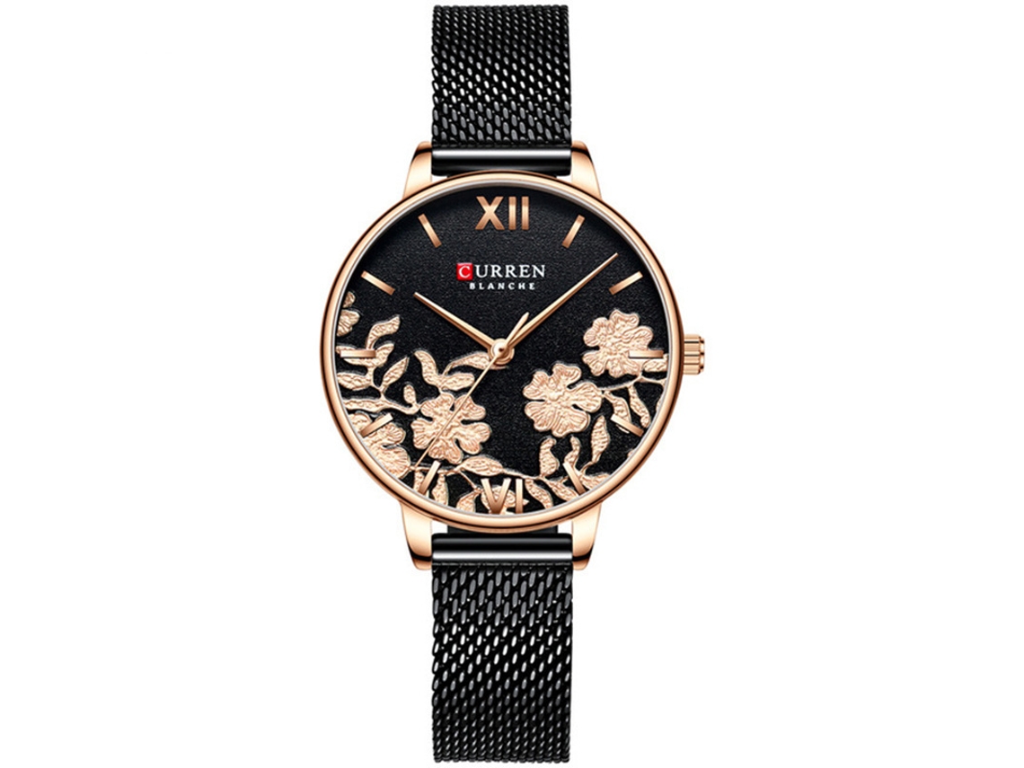 Relógio MDUG quadrado para negócios, pulseira de aço dourada, mostrador preto, caixa dourada