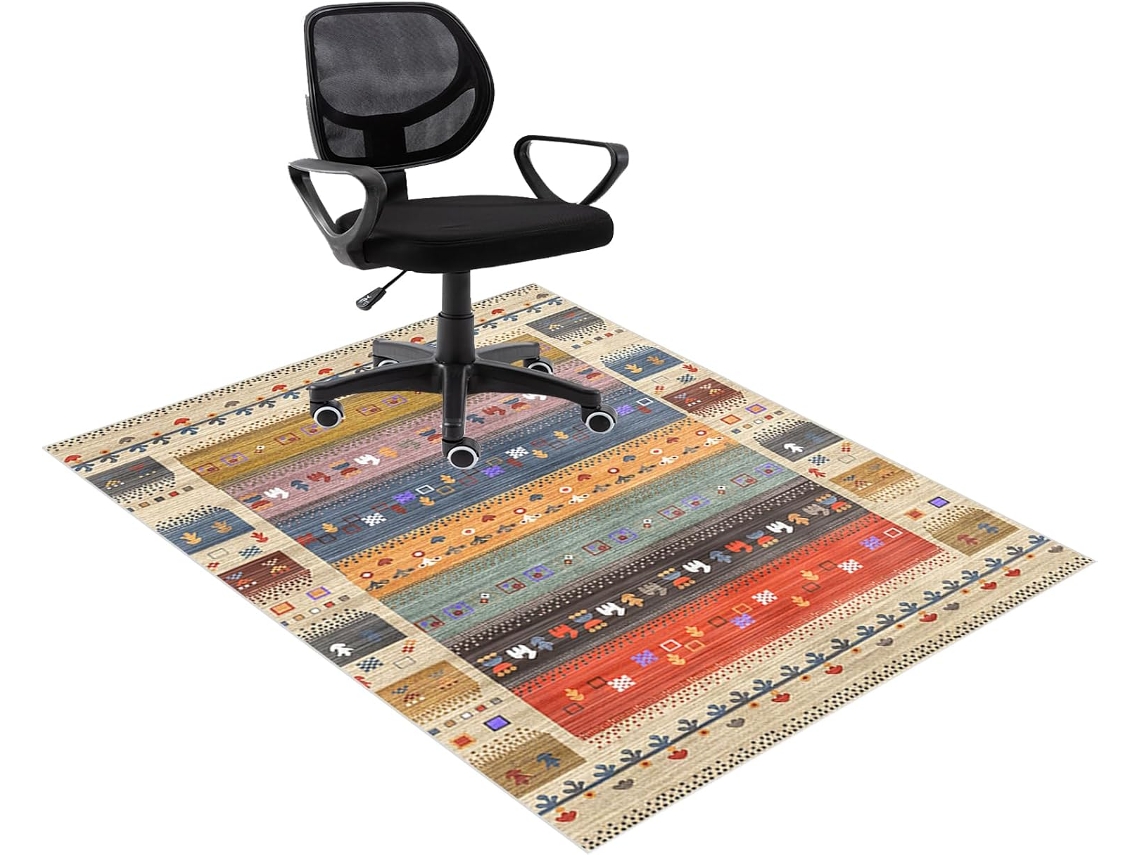 Tapete Escritório Cadeira Protetor Piso Antiderrapante 80 X 160 Cm Madeira Parquet Laminado Azulejo Az...