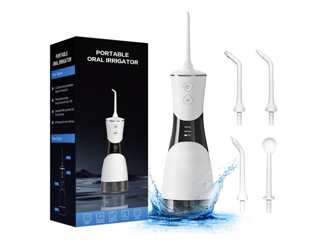 Irrigador bucal con pantalla OLED, resistente al agua IPX7, 5 modos, depósito extraíble de 350 ml, Eifson