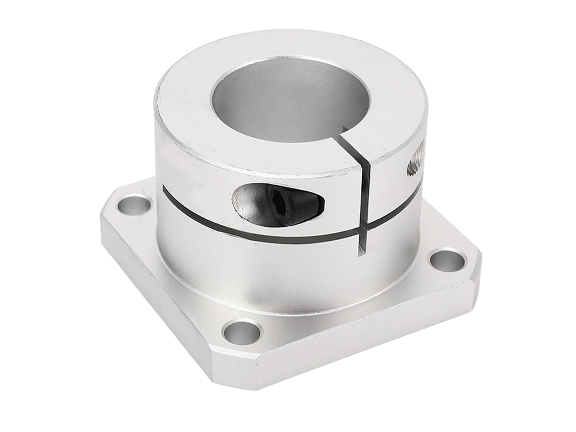 Rodamiento de movimiento lineal con soporte de eje de 40 mm, bloque deslizante y montaje de brida compacto.