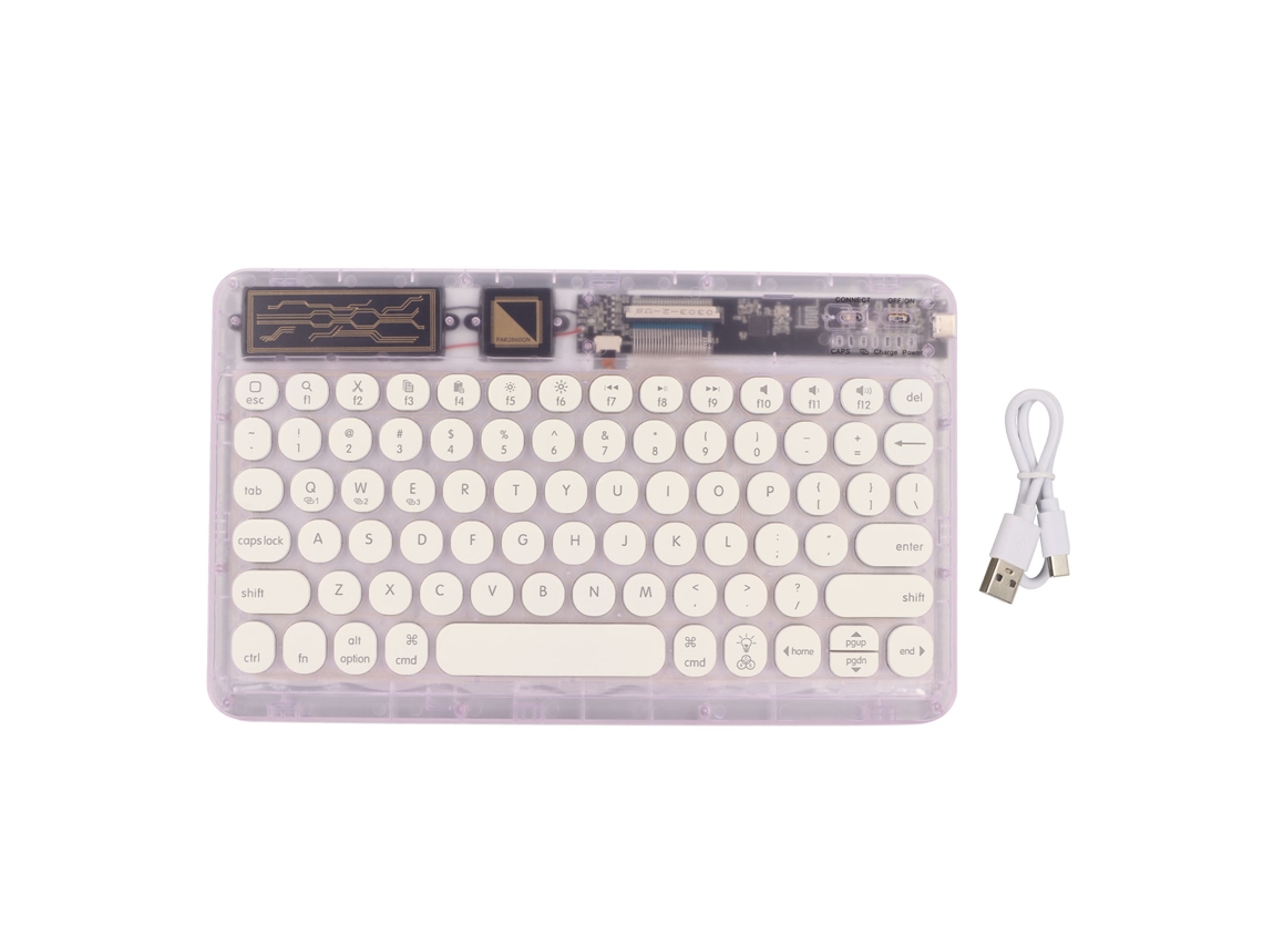 Teclado Bluetooth Retrô Ultra Fino Luzes Rgb Sem Fio Mini Portátil Para Viagens E Negócios Roxo