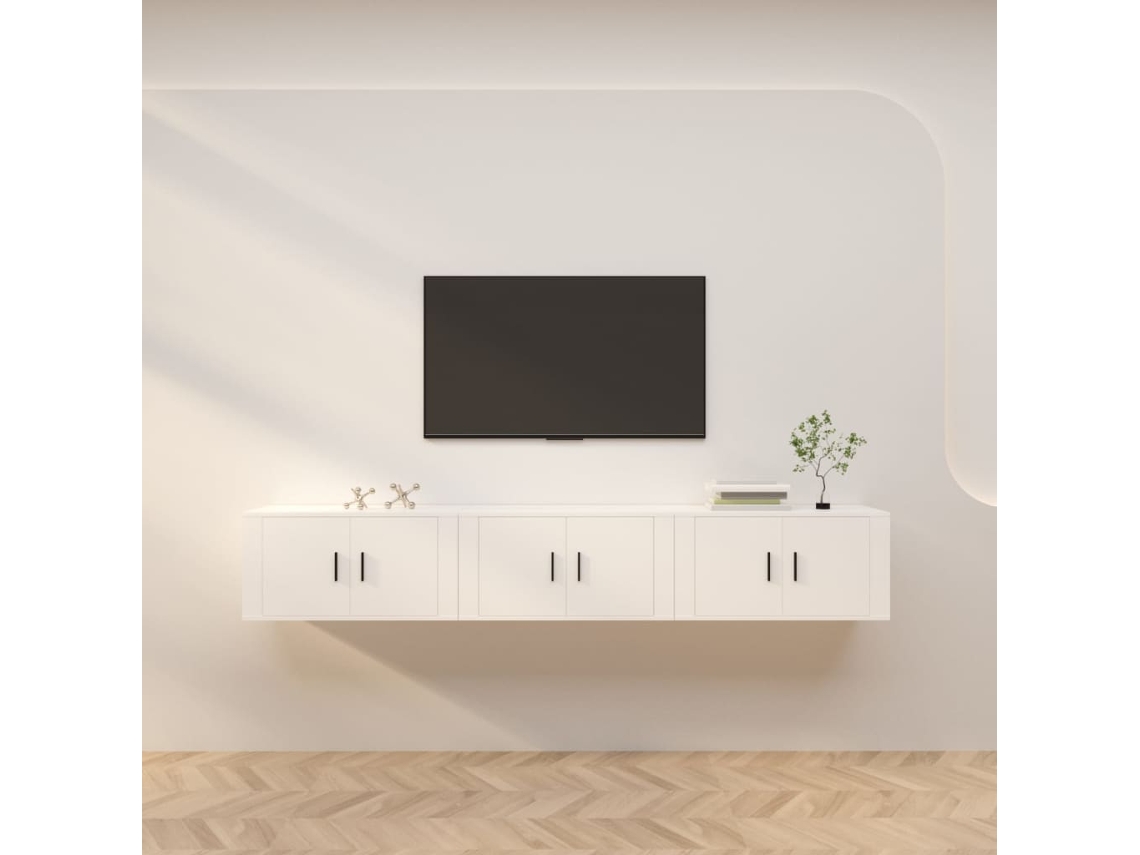 Estantería/Muebles de TV de Pared 3 Pzs 80X34,5X40 Cm Blanco