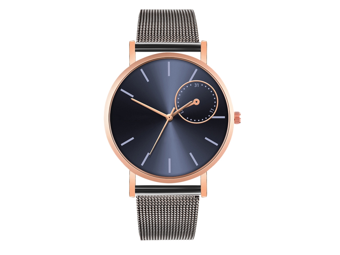 Reloj de moda para parejas con correa Malla, esfera redonda, Cuarzo Unisex