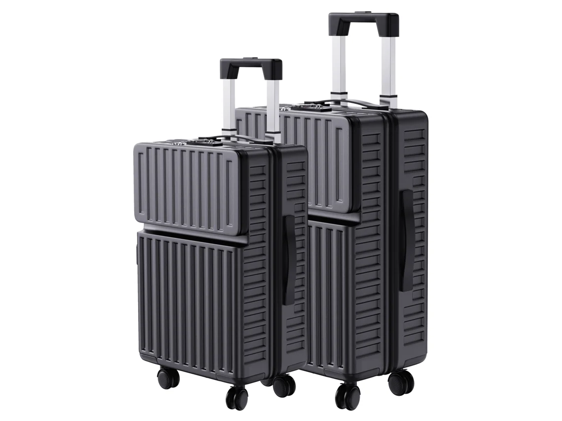 Juego De 2 Maletas Abs, 20 Y 24 Pulgadas, Ligeras Con Candado Tsa, Ruedas 360° Silenciosas, Ideal Para Viaje En Avión,negro