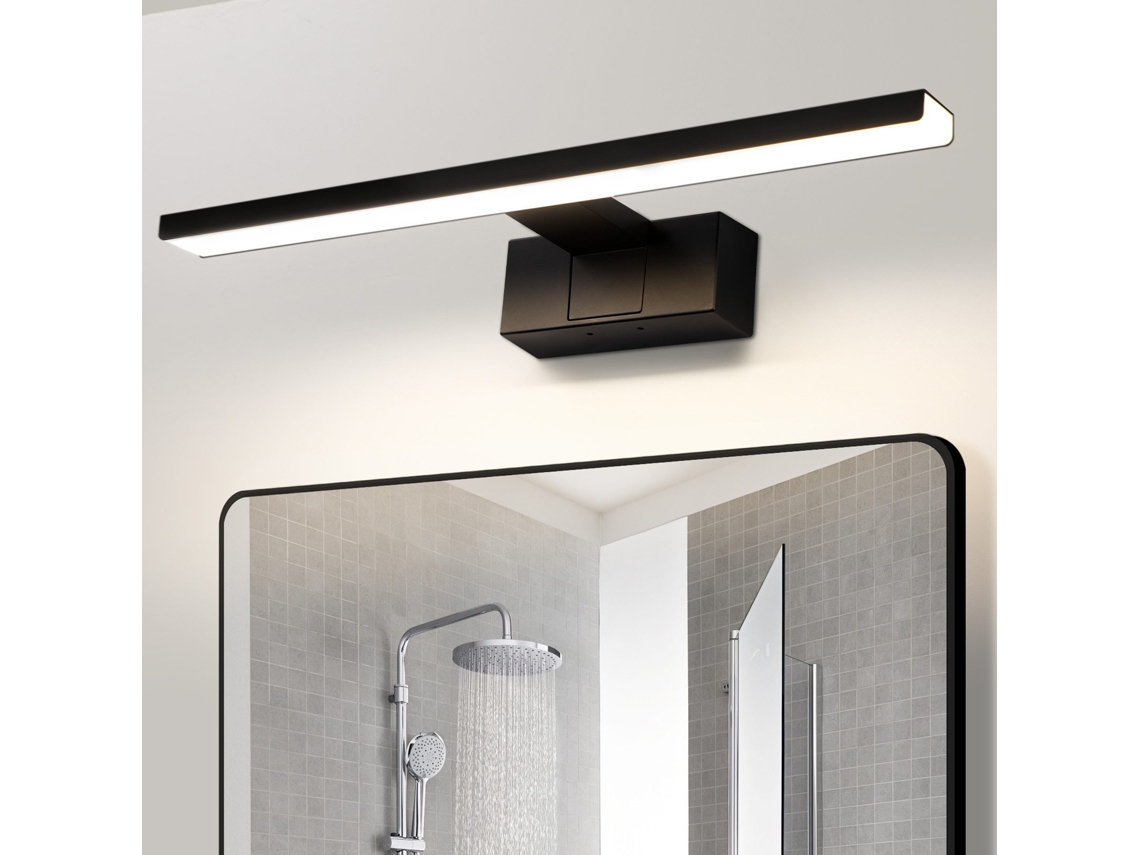 ZMH Lámpara de espejo de baño LED negra 60CM IP44 blanco neutro Aplique de pared para sótano