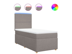 Maison Exclusive - Cama Box Spring Con Colchón Tela Gris Taupe 90x190 Cm
