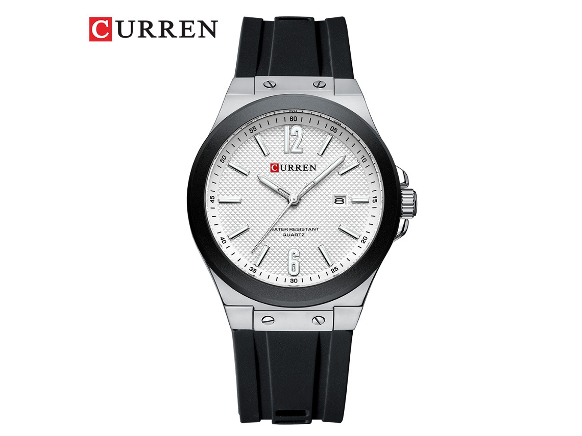 Reloj Deportivo Para Hombre Con Correa De Caucho, Calendario, Movimiento De Cuarzo Y Esfera Grande (correa Negra, Caja Plateada, Esfera Blanca).