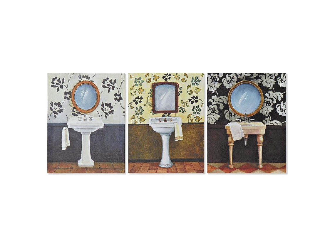 Pintura Dkd Home Decor Lienzo Baños 3 Pzas 30 X 1,8 X 40 Cm