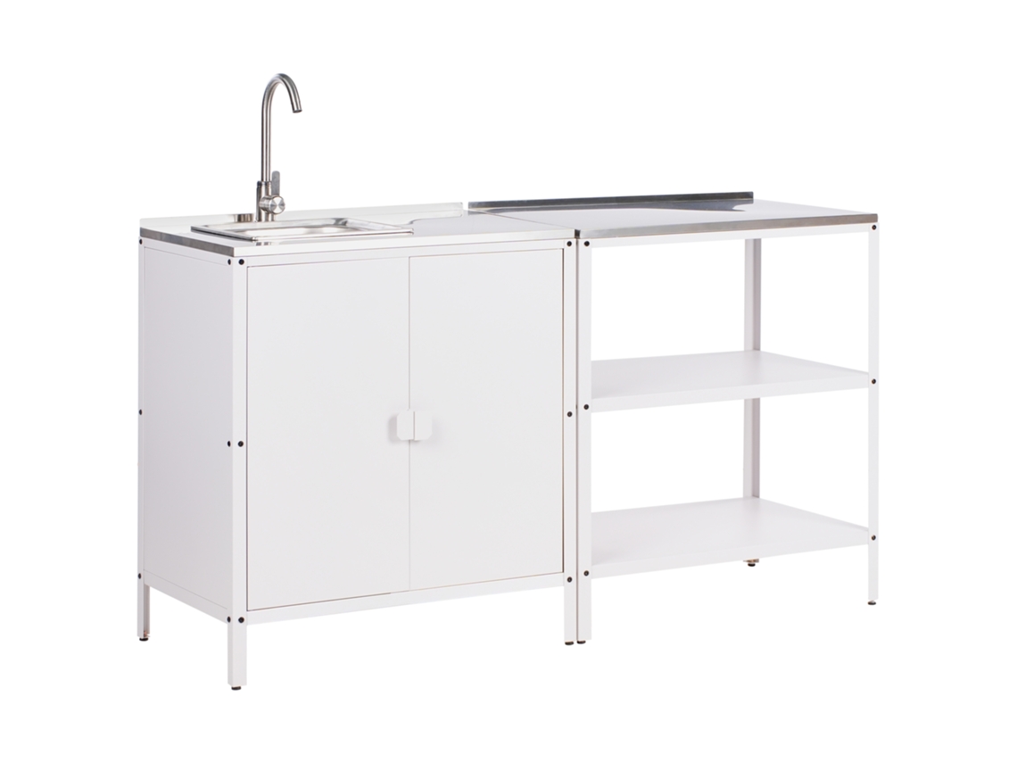 Cocina de jardín Beliani Vilama 90x80x50 en acero blanco