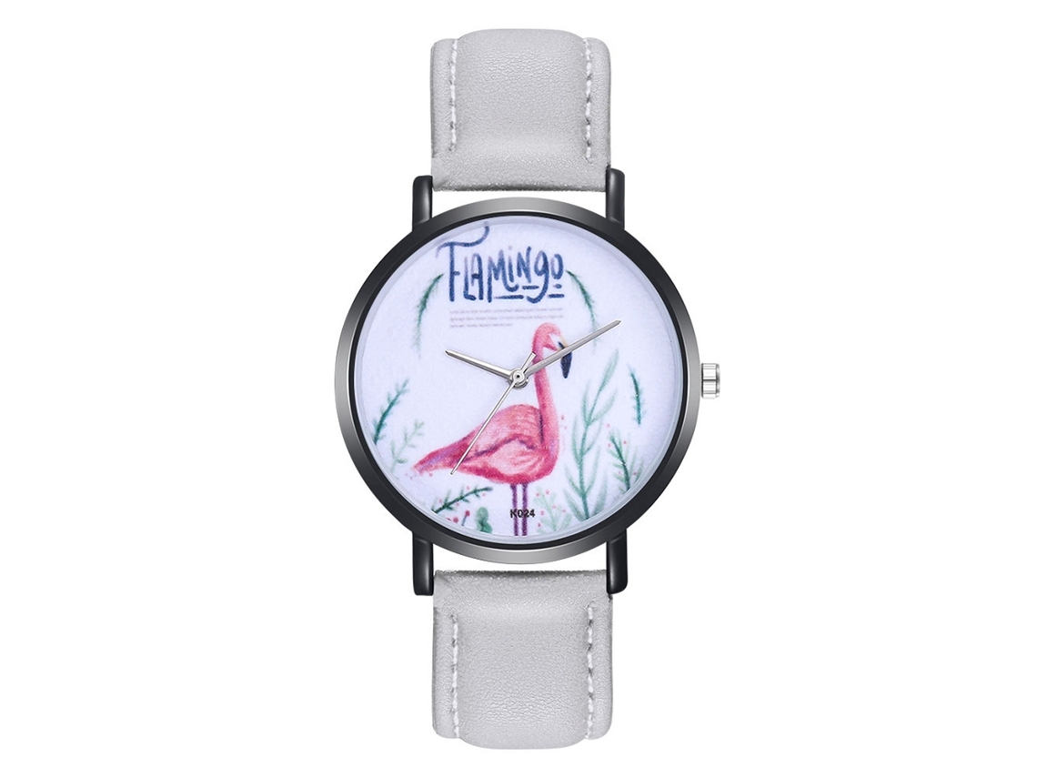 Reloj De Pulsera Para Mujer Con Estampado Animal, Piel Sintética, Movimiento De Cuarzo, Estilo Sencillo, Color Gris.