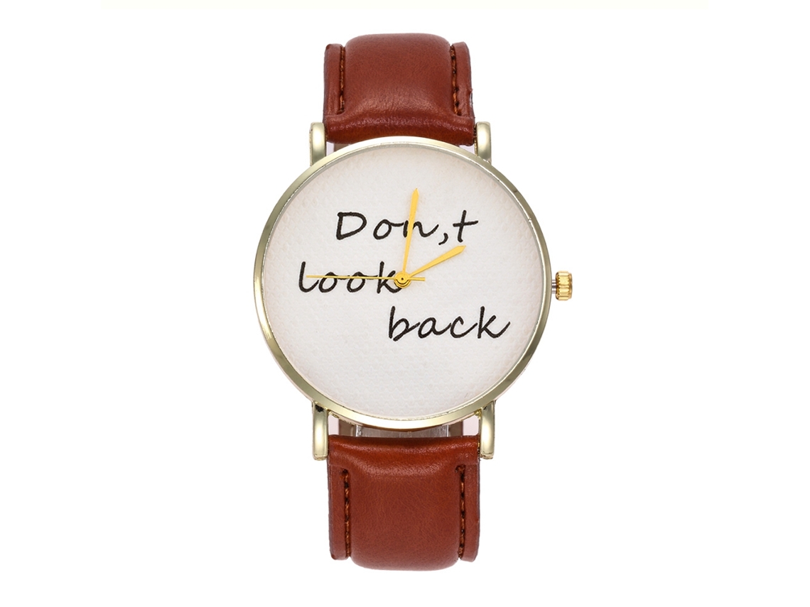 Reloj De Pulsera Unisex Zhoulianfa De Estilo Casual En Piel Sintética Con Letras En Color Marrón Claro.