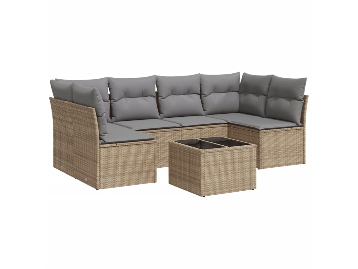 Maison Exclusive - Set Sofás De Jardín 7 Piezas Y Cojines Ratán Sintético Beige