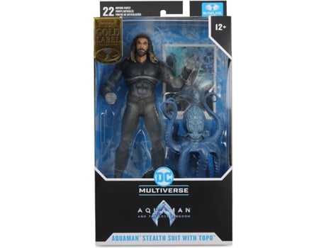 Figura Aquaman Stealth Suit con Topo Aquaman y el Reino Perdido Articulada 18 Cm MCFARLANE