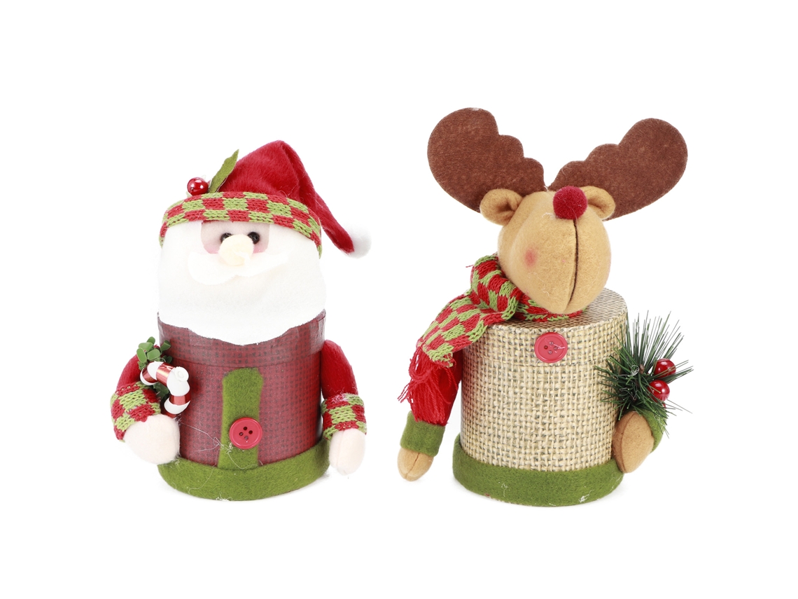 Caja navideña con dulce figura decorativa, set de regalo de 2 piezas