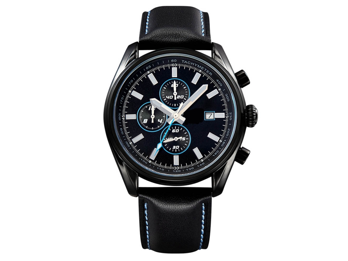 Reloj De Cuarzo Con Esfera Redonda Y Correa De Cuero Para Hombre De Ochstin