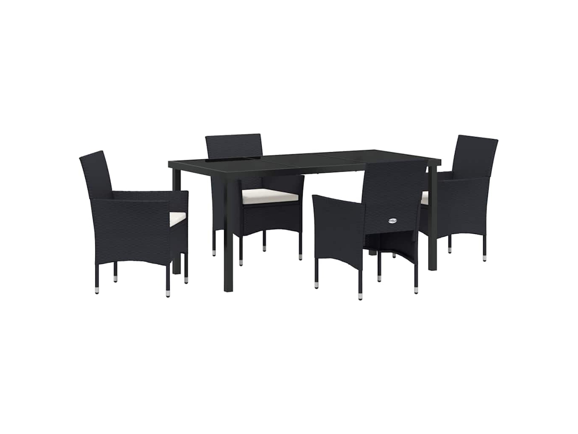Maison Exclusive - Conjunto De Comedor De Jardín 5 Pcs Negro Ratán Sintético