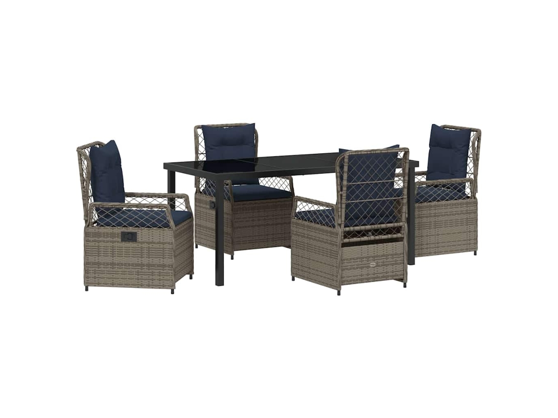 Maison Exclusive - Conjunto De Comedor De Jardín 5 Pcs Gris Ratán Sintético