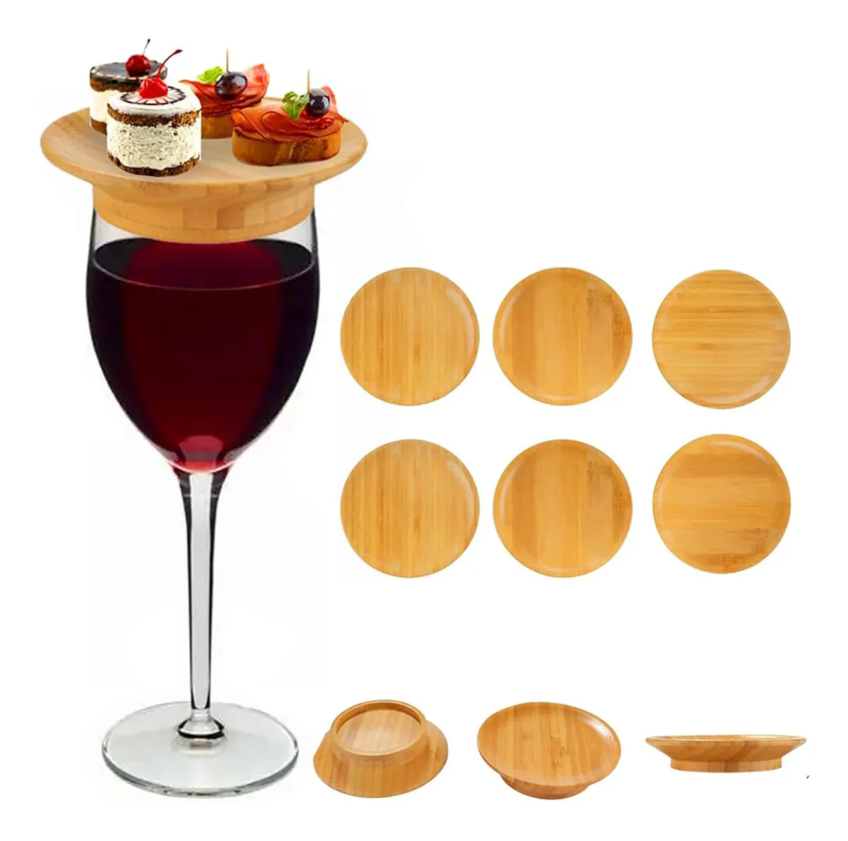 Posavasos de bambú para copas de vino y embutidos
