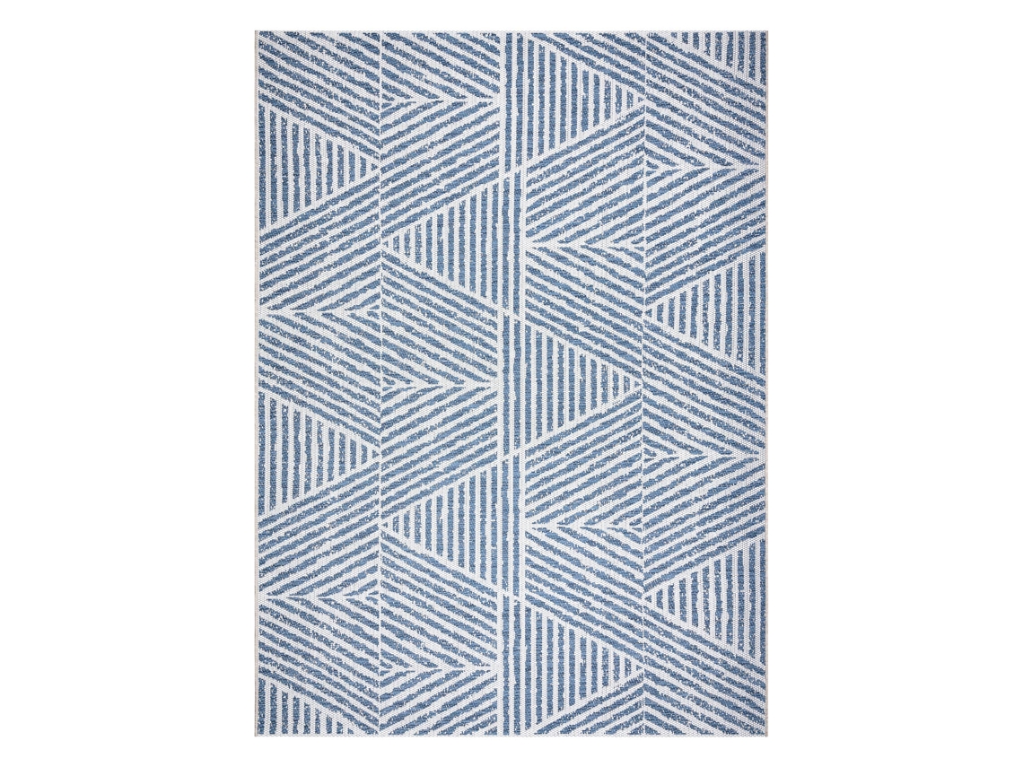 Alfombra Color 47176360 Sisal Líneas, Triangulos, Zigzag Beige/Azul (200 x 290 cm)