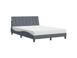 Maison Exclusive - Cama Con Colchón Hanko Terciopelo Gris Oscuro 140x190 Cm