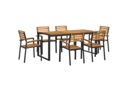 Maison Exclusive - Juego de comedor de jardín de 7 piezas en madera maciza de acacia y metal.