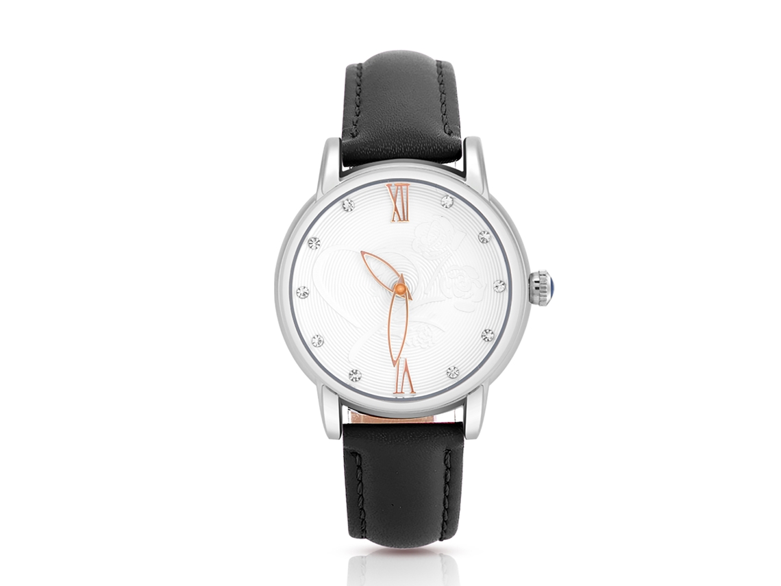Reloj Analógico De Cuarzo Para Mujer Con Correa De Cuero Resistente Al Agua Hasta 30 M (rosa Y Negro).