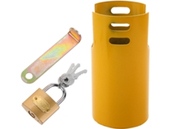 Tapa Protectora De Metal Amarillo Para Grifo Exterior Con Cierre.