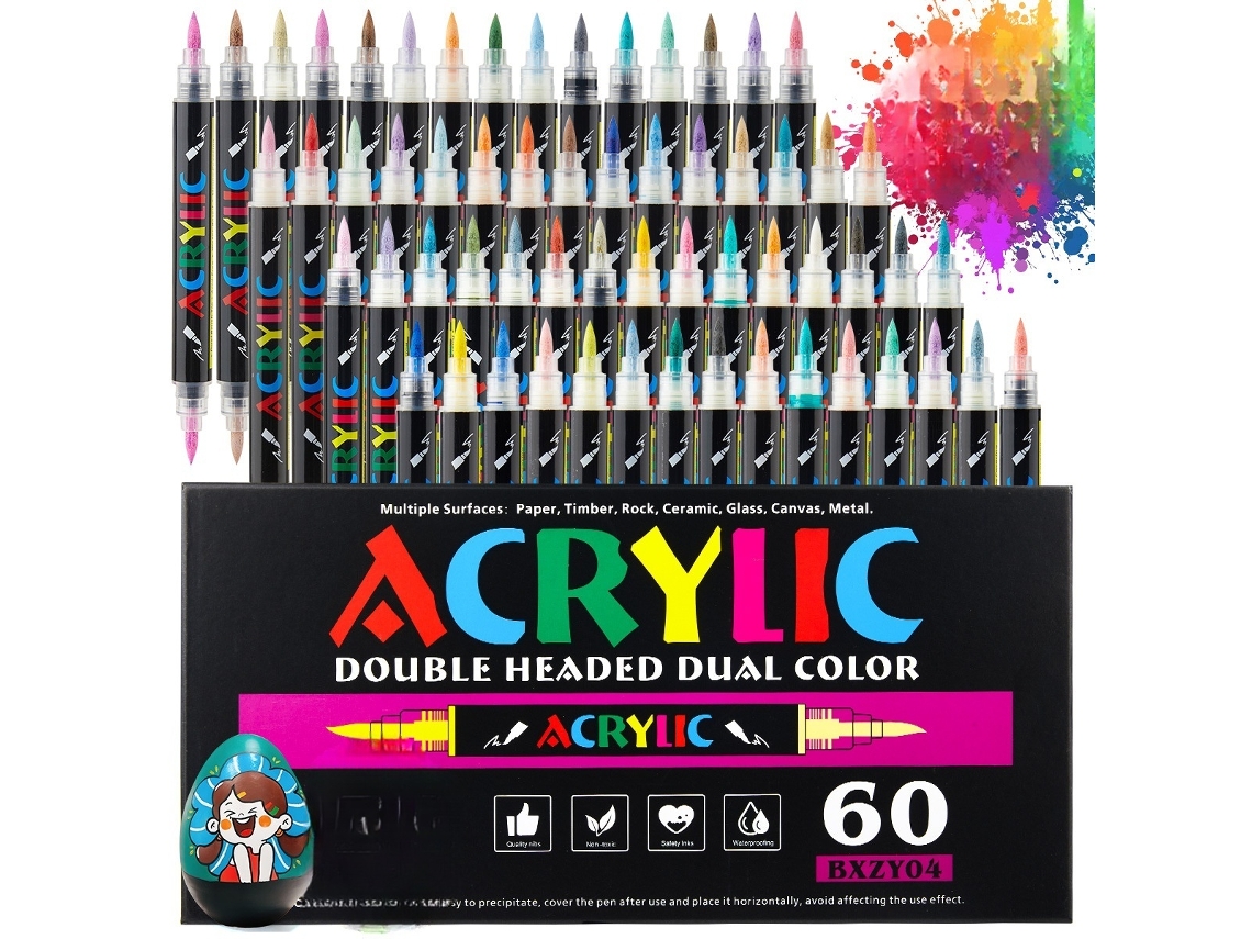 Marcadores De Pintura Acrílica De Doble Punta Y Rotuladores Tipo Pincel — 120 Colores — Aptos Para Adultos Y Niños Para Colorear Y Pintar