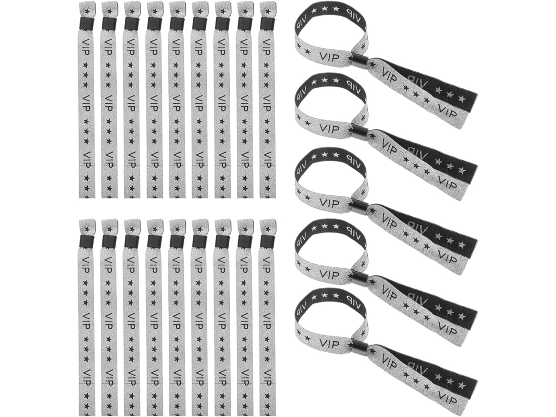 Pulseras VIP de tela plateada, 100 pulseras de identificación para eventos y clubes. SFUSHOS