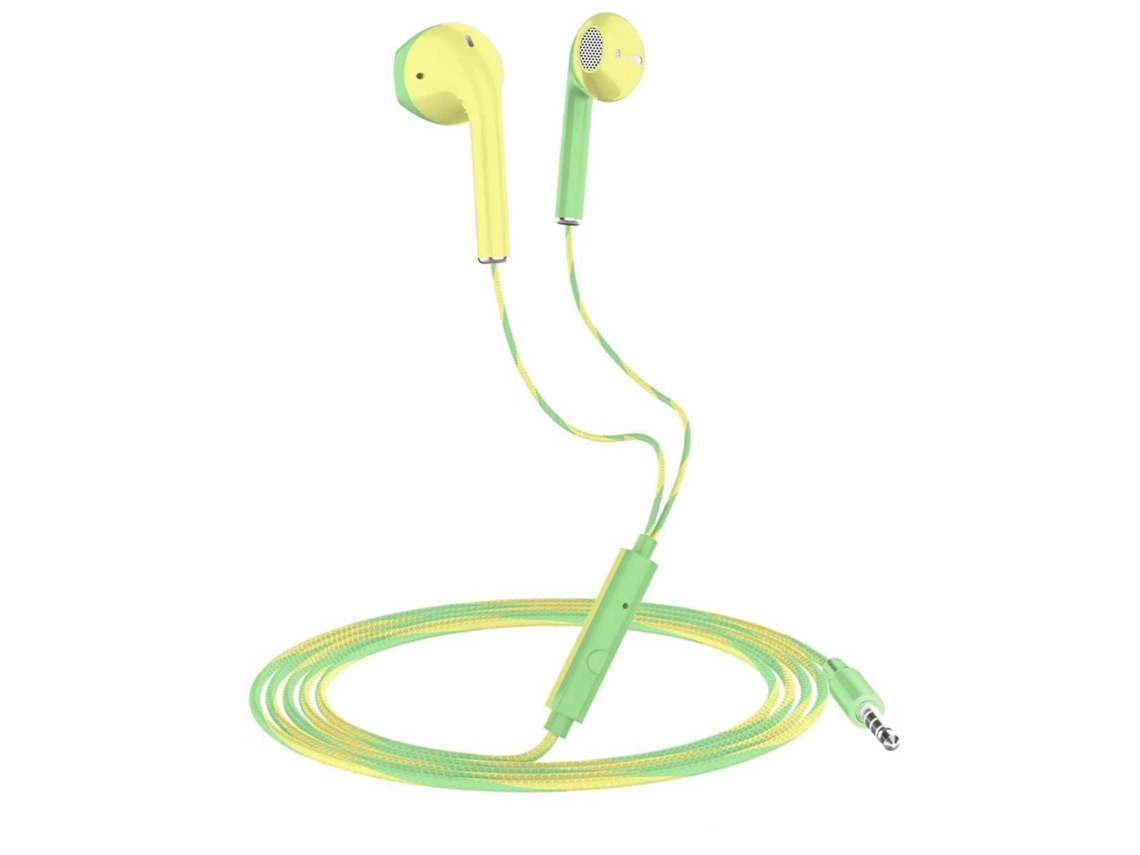 Auriculares Inalámbricos De 3,5 Mm (amarillo-verde), Graves Estéreo Con Micrófono