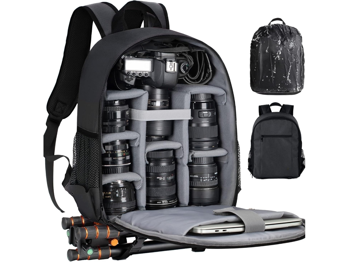 Mochila para cámara de gran capacidad, impermeable y resistente al desgaste, con funda para lluvia Cuich