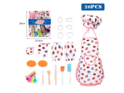 Rebe - Juego de 20 piezas de cocina y utensilios de repostería para niños con Delantal. Utensilios de cocina y repostería para niños.