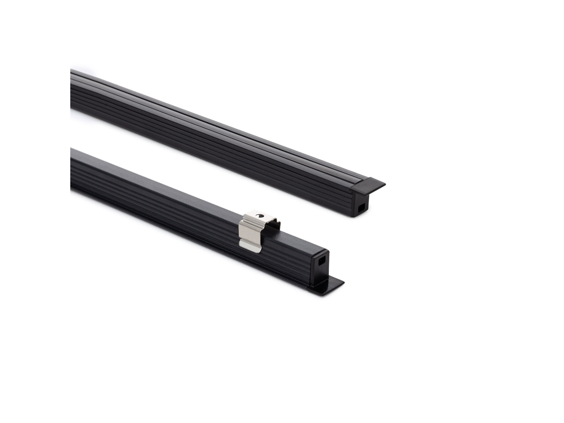 Perfil de Aluminio Empotrable 2m para Tira LED Hasta 6mm Negro 2 M Negro Translúcido Ledkia