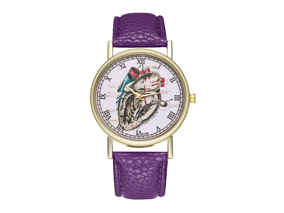 Reloj De Pulsera Unisex Ligero De Cuero, Moderno Y Elegante, Para Hombre Y Mujer (morado)
