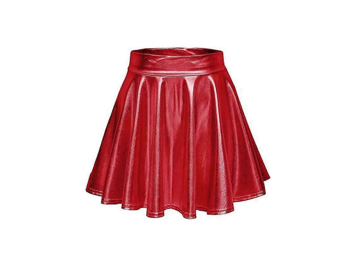 2026-falda Corta Plisada De Metalizado Brillo Alto Talle Estrecho Para Mujer Tallas S-xl