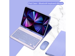 Funda con teclado Bluetooth para iPad magnético dividido con ranura para bolígrafo(9.7 5-6th Gen Air1-2 Púrpura) VEANXIN