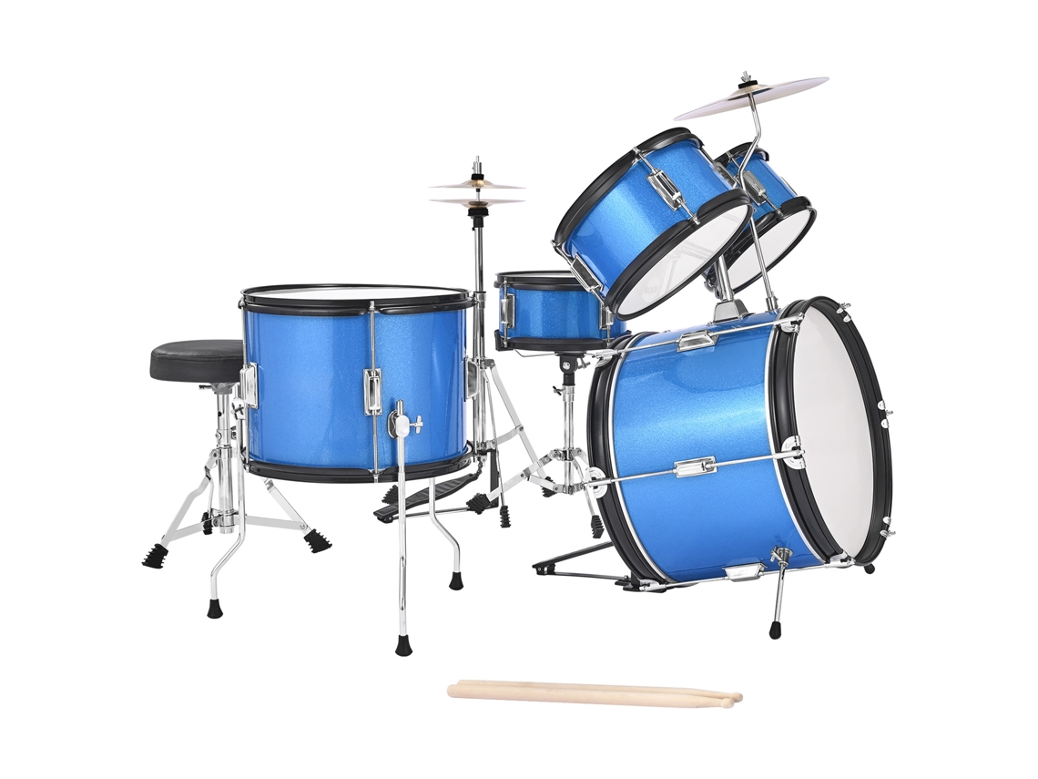 Batería infantil Succebuy, 5 piezas, 406,4 mm, para niños de 6 a 13 años, color azul