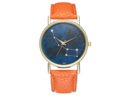 Reloj De Pulsera Analógico De Cuarzo Con Correa De Pu Para Hombre Y Mujer - Naranja