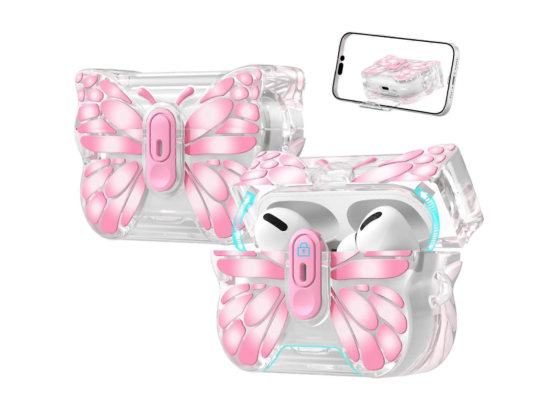 Estuche protector transparente para auriculares con interruptor magnético en forma de mariposa. GIECY