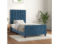 Estructura De Cama Sin Colchón Terciopelo Azul Oscuro 90x200 Cm