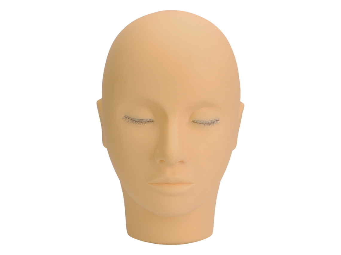 Cabeza De Muñeca De Silicona Para Práctica De Extensiones De Pestañas, 3 Capas, Maquillaje, Belleza, Marrón Claro.
