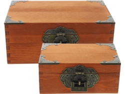 Caja De Almacenamiento De Madera Vintage De 2 Piezas Con Tapa Y Cerradura Para Joyas Y Recuerdos...